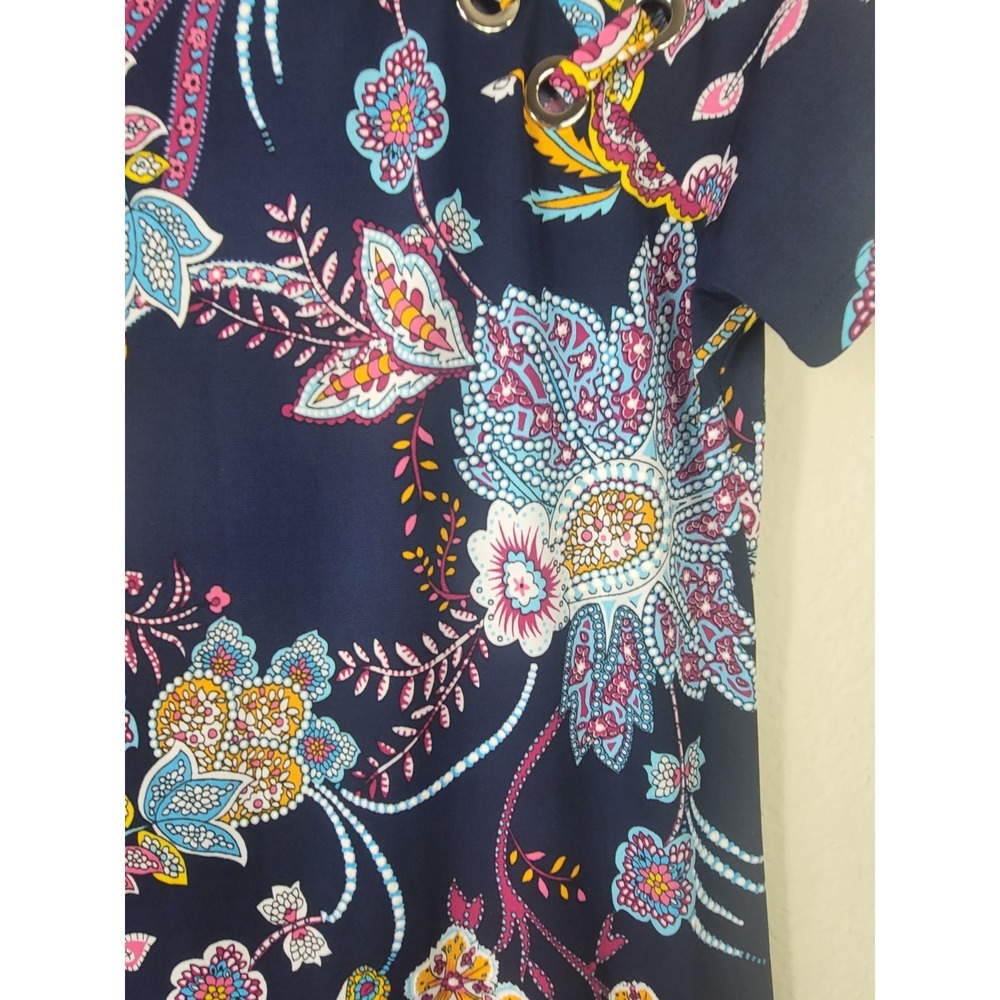 MSK Petite PL Womens Short Sleeve Paisley Shift Dress Stretch Bohemian Botanical - Picture 8 of 8